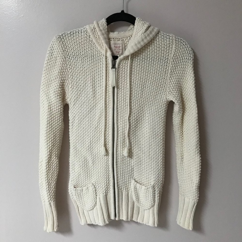 SALE Old Navy Cream Zip-Up Hooded Cardigan